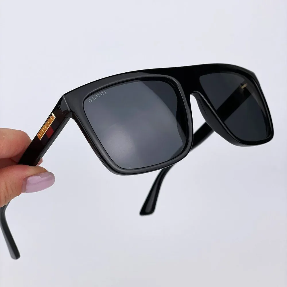 Gucci GG0748S 001 Sunglasses Black Gray Rectangle Men